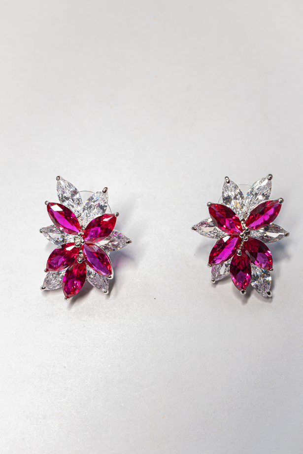 Celeste Drop Earring - Ruby Toned Stone