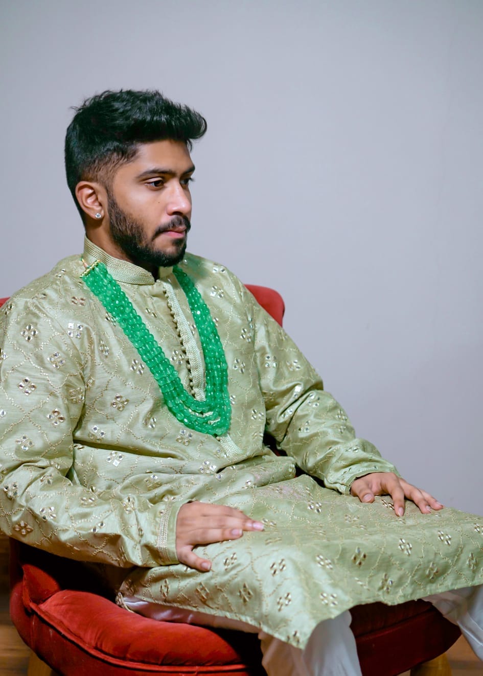 Green Crystal Beads Men Necklace - LABELRM