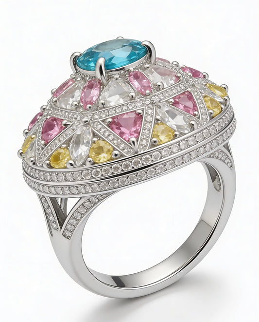 Aqua Multi-Stone Statement Ring