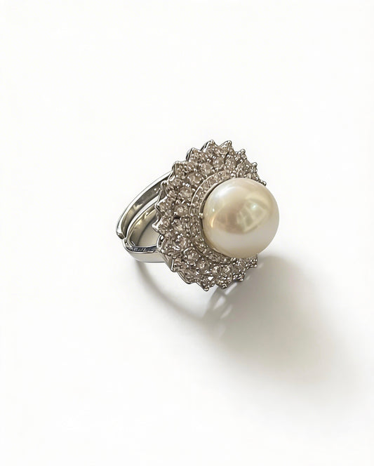 Pearl Halo Elegance Ring
