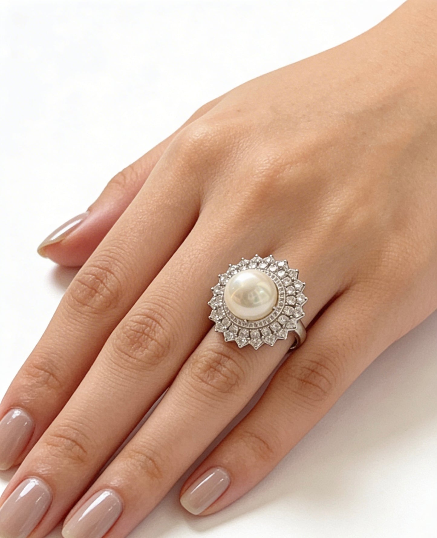 Pearl Halo Elegance Ring