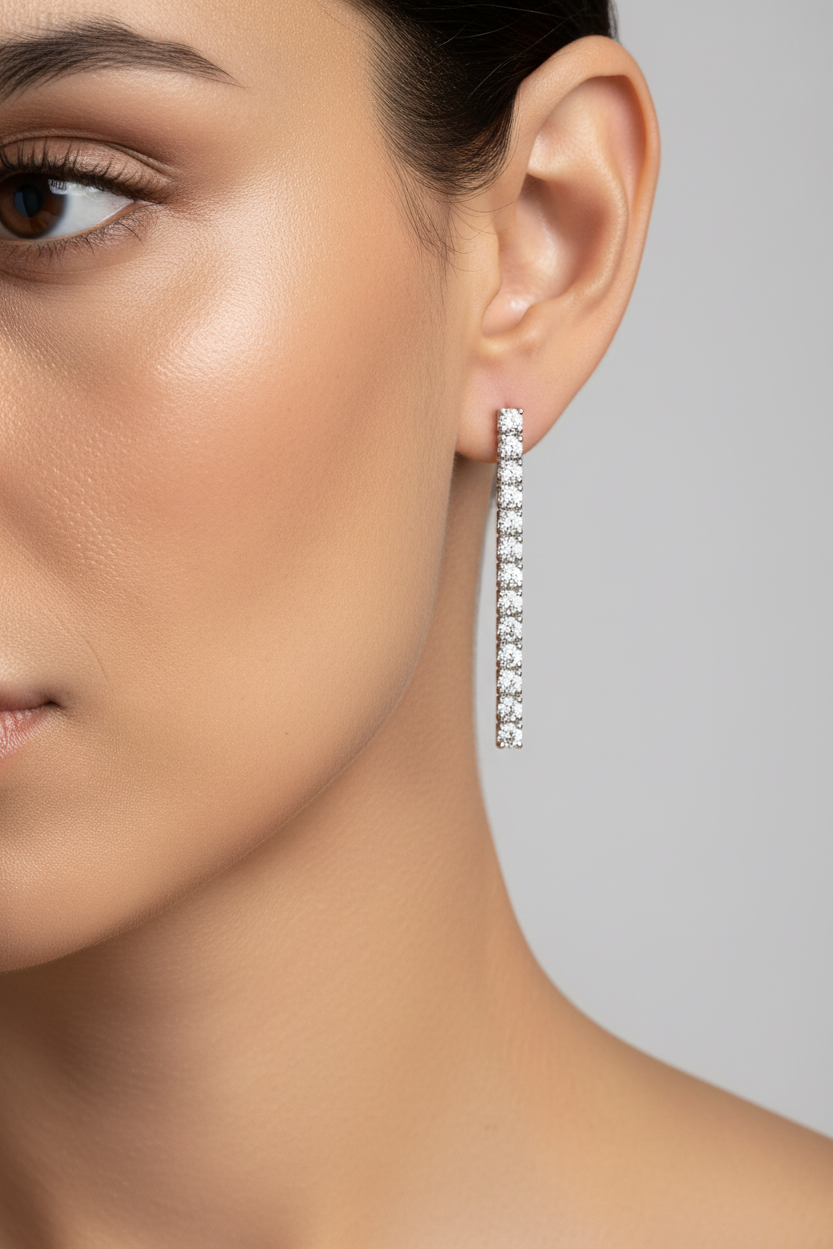Classic Silver Tennis Necklace & Earring Set
