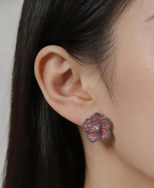 Blush Majesty Flower Studs