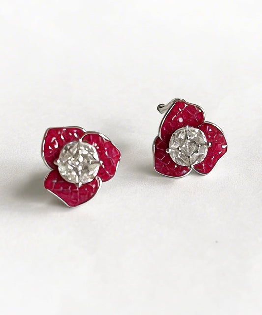Velvet Rose Stud Earrings