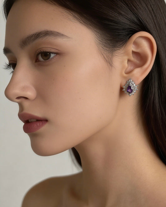 Purple Dew Drop Earrings