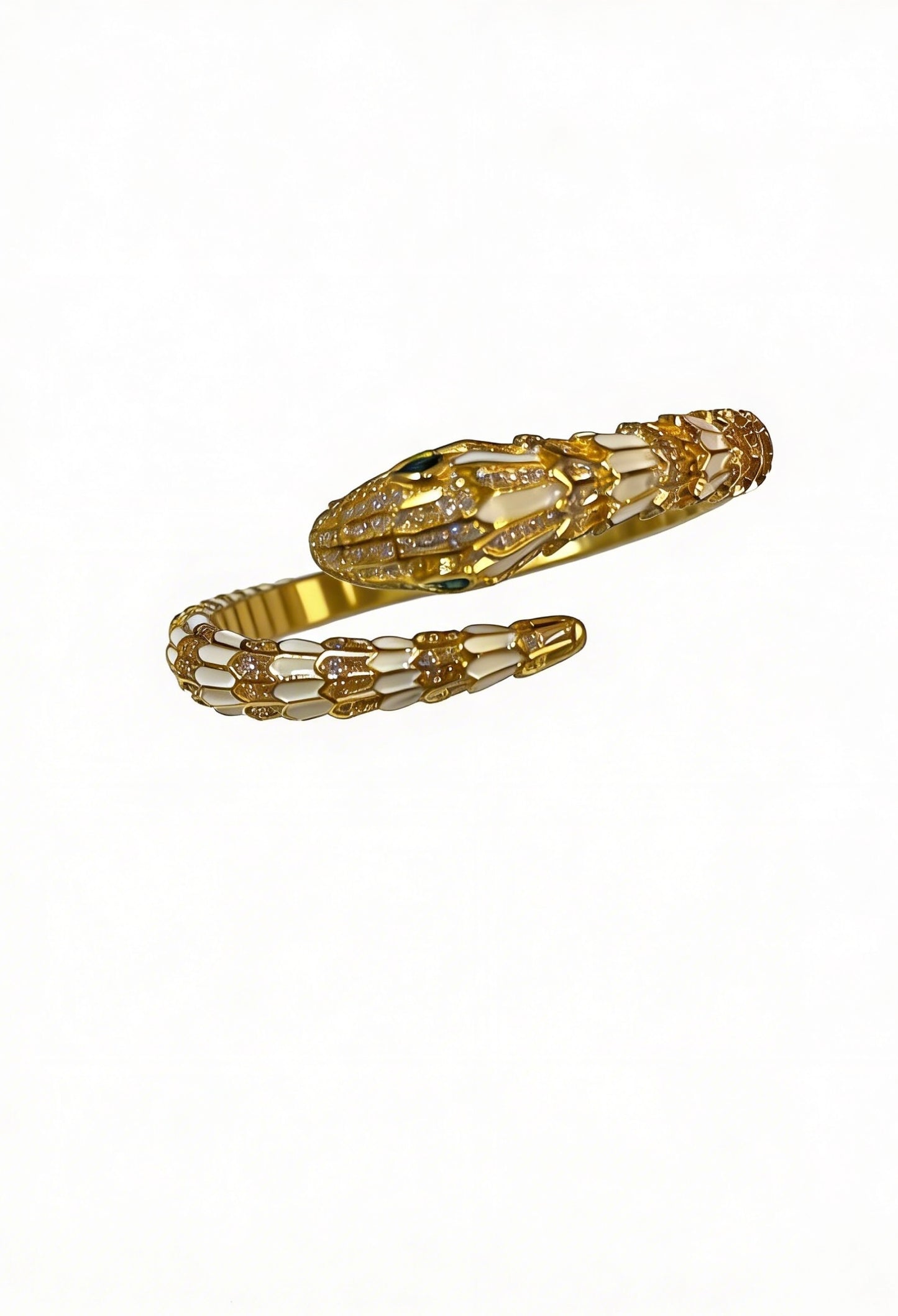 Serpenti Gold Emerald Eye Snake Wrap Bangle