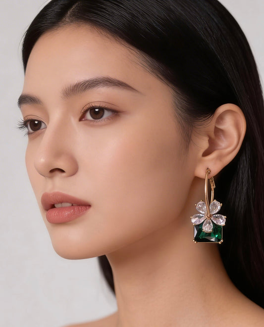 Emerald Glow Floral Drops