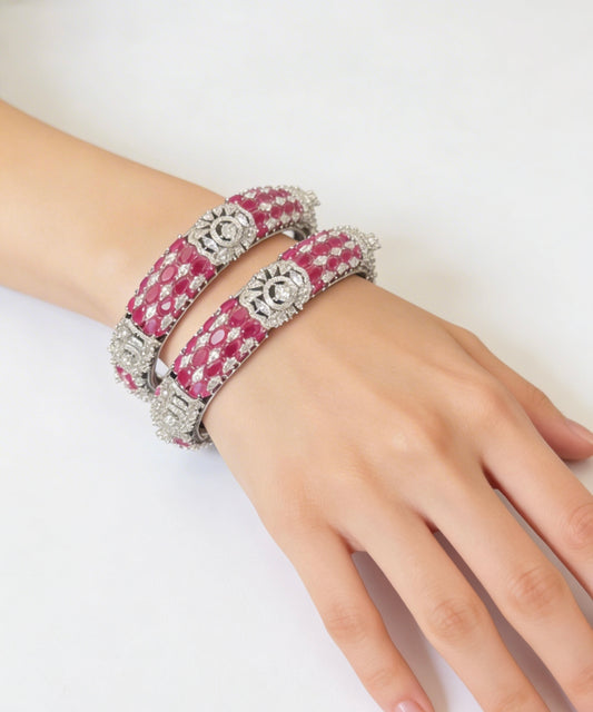 Ruby Crystal Charm Bangles