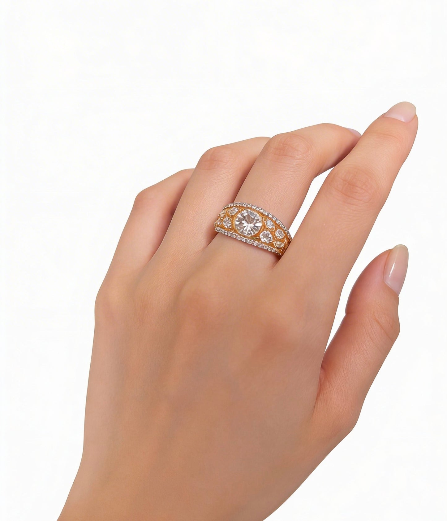 A breathtaking bundle of three yellow gold diamond rings