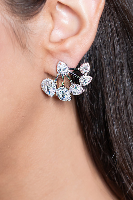 Celeste Diamond Fan Earrings – White Gold