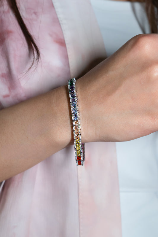 Rainbow Sapphire Tennis Bracelet