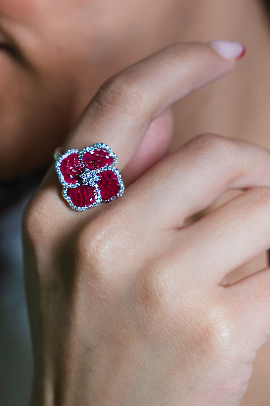 Ruby Blossom Cocktail Ring