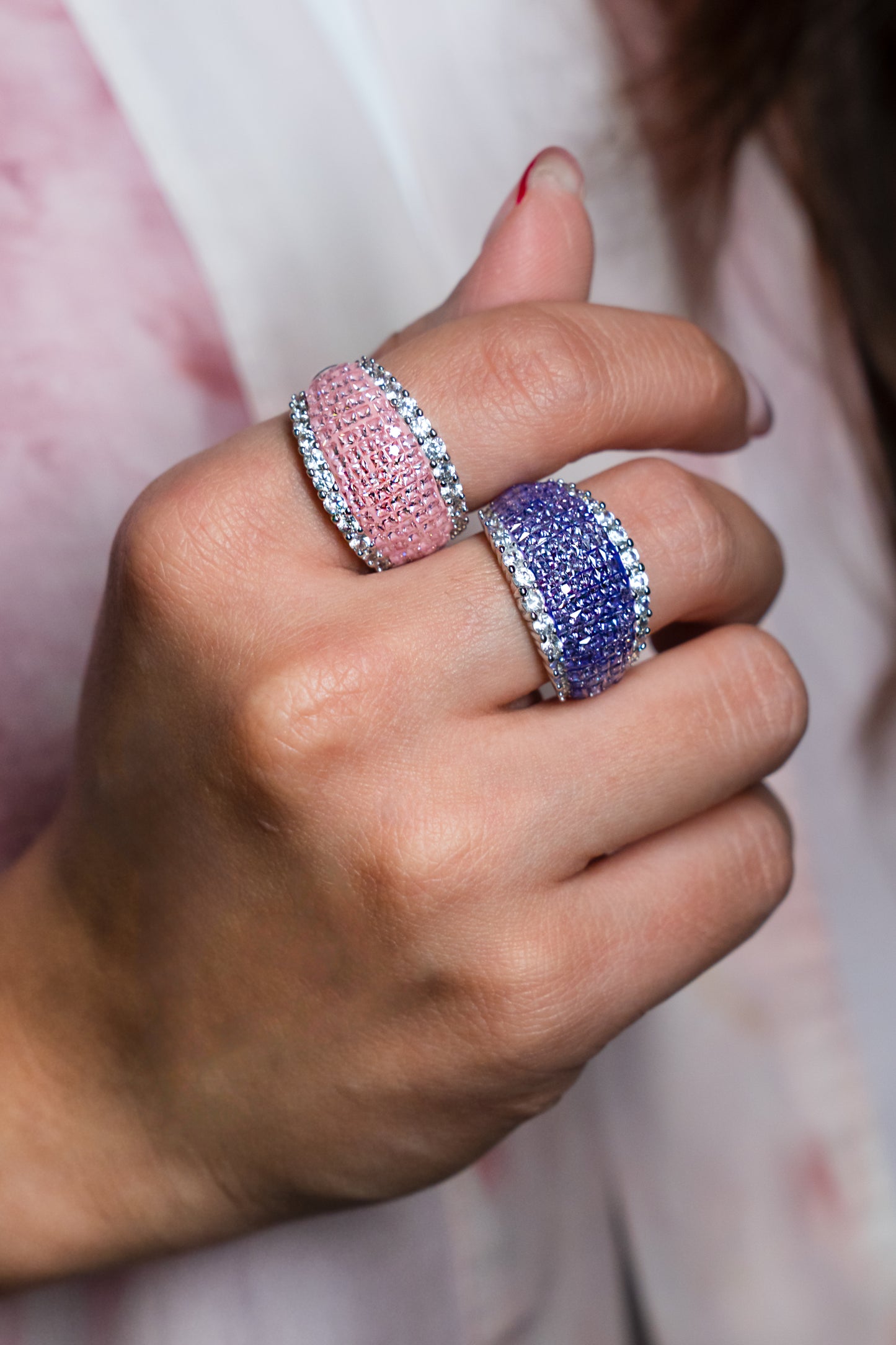 Violet Pavé Dome Band Ring