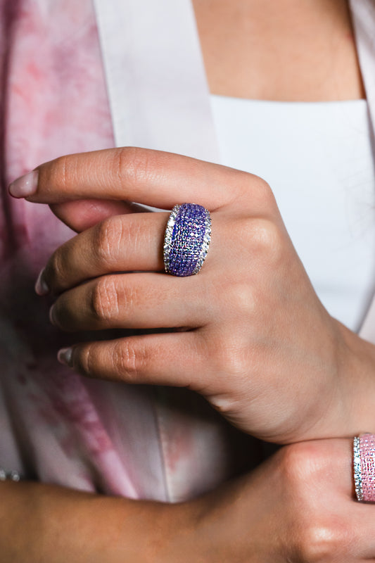 Violet Pavé Dome Band Ring