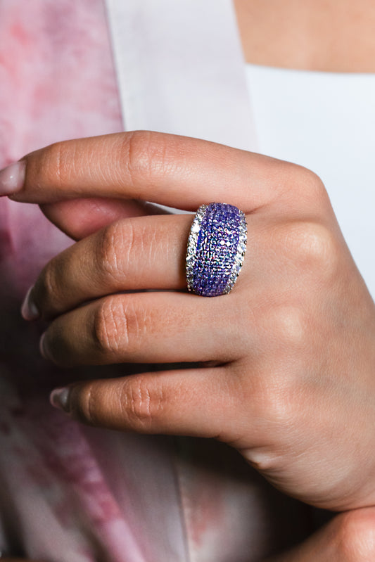 Violet Pavé Dome Band Ring