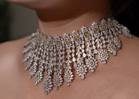 Floral Cascade Diamond Choker Necklace