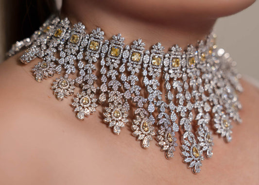 Floral Cascade Diamond Choker Necklace