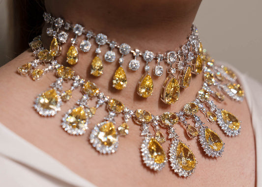 Citrine Radiance Dual-Layer Choker Necklace with Citrine Teardrop Bridal Set