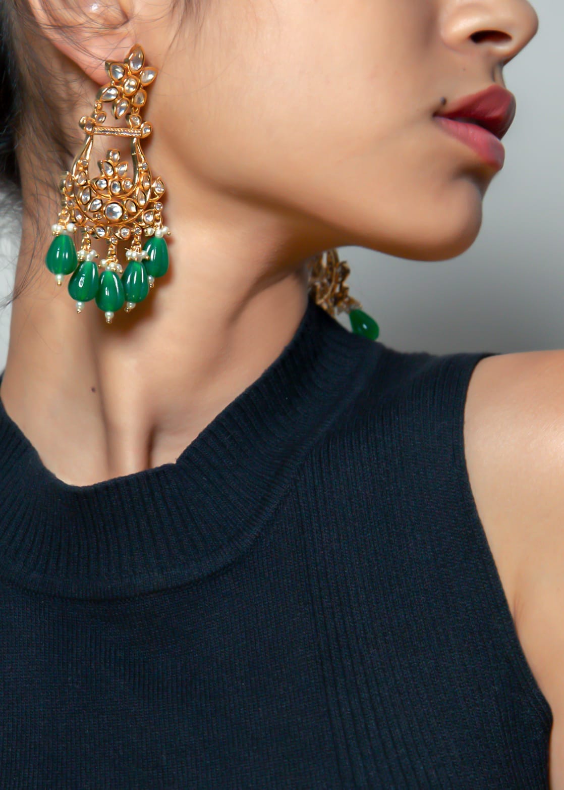 Green chandbali earrings - LABELRM