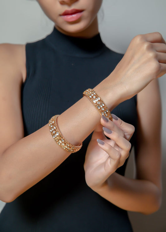 Gold polki bangles - LABELRM