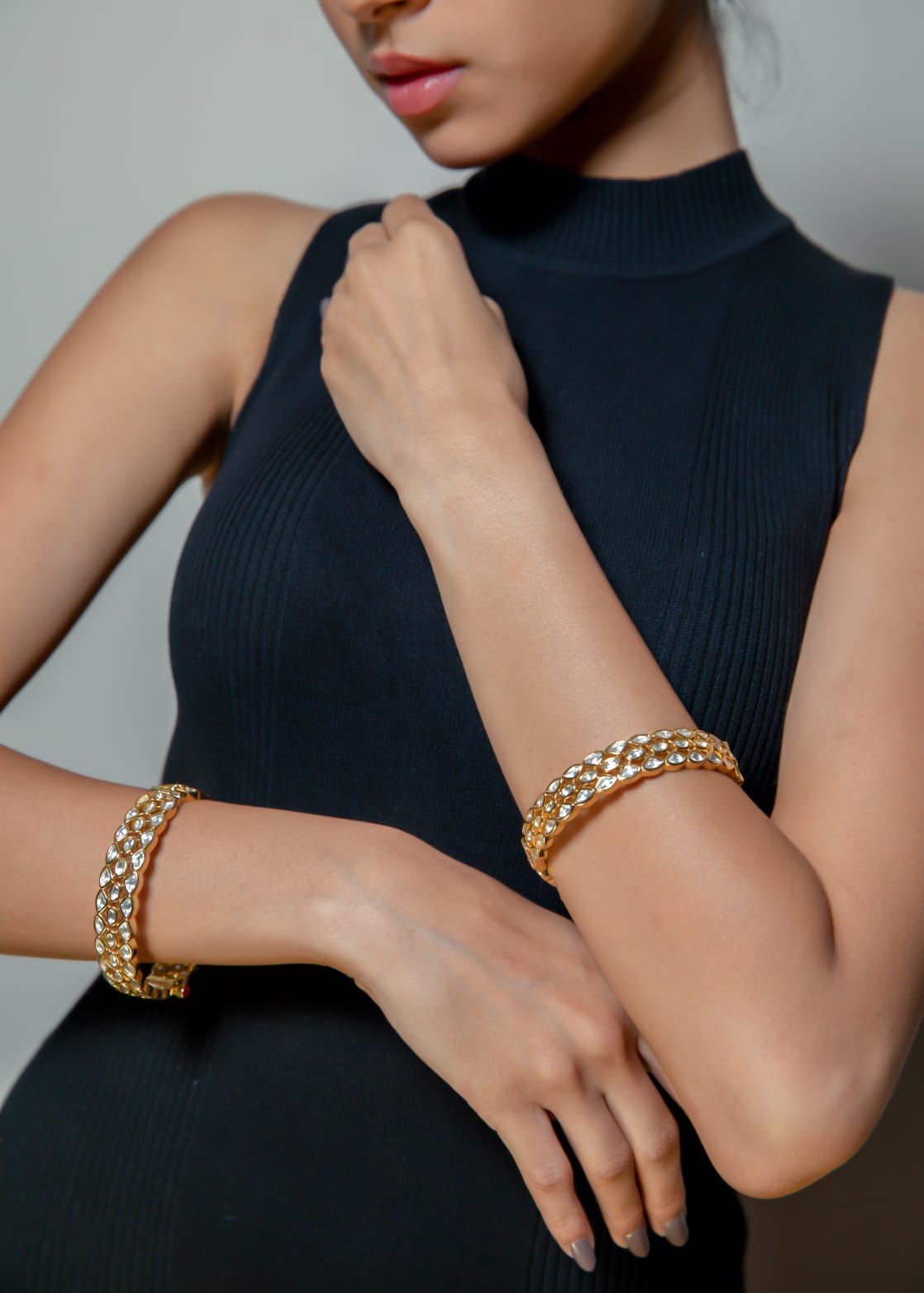 Gold polki bangles - LABELRM