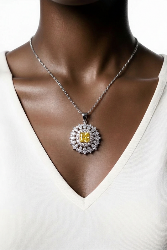 Golden Aura Halo Pendant Necklace Set