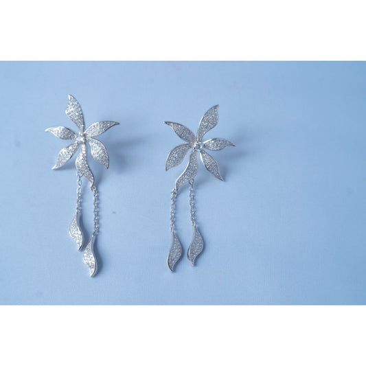 Sterling Silver Mossanite Floral Elegance Earrings