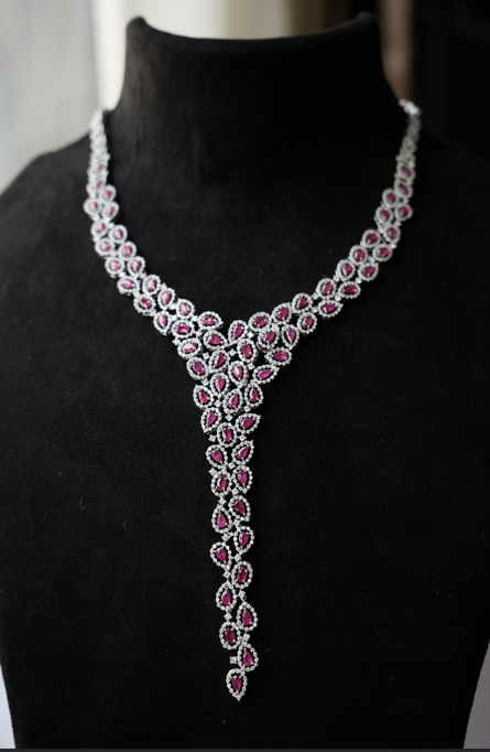 Ruby teardrop statement necklace