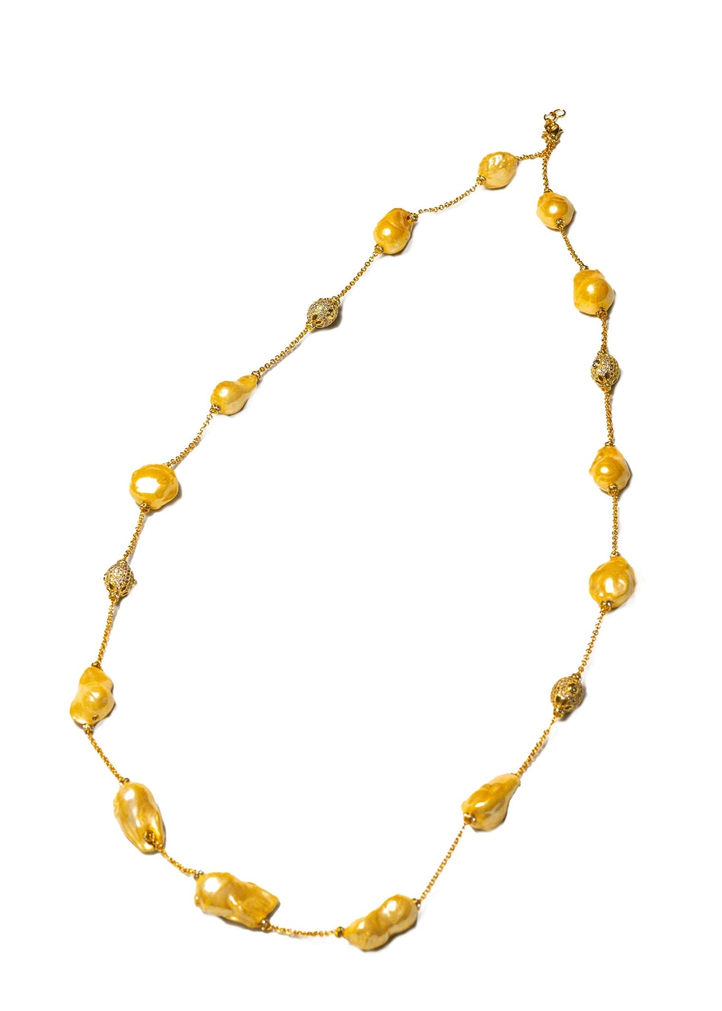 Yellow and White Baroque Pearl Mala - LABELRM