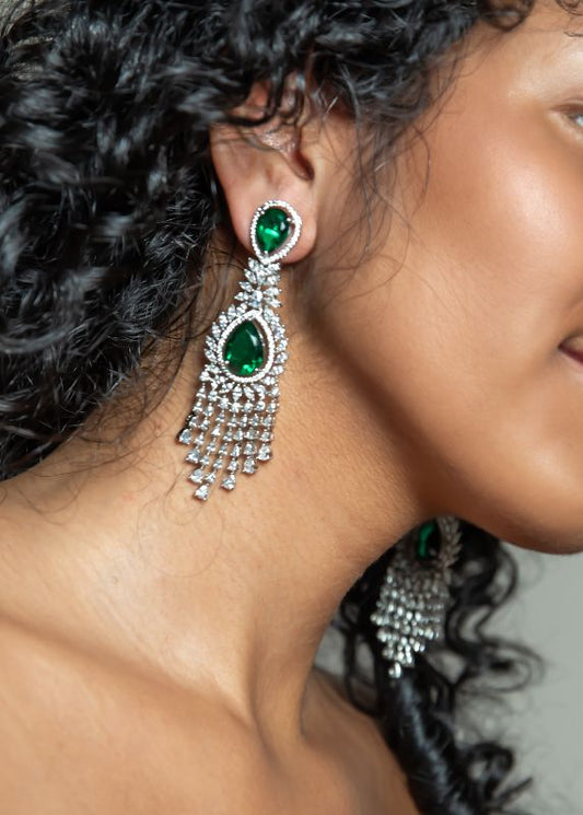 Green Ruby Diamond Earring Set