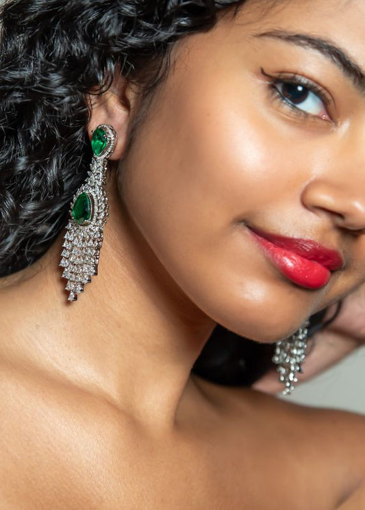 Green Ruby Diamond Earring Set