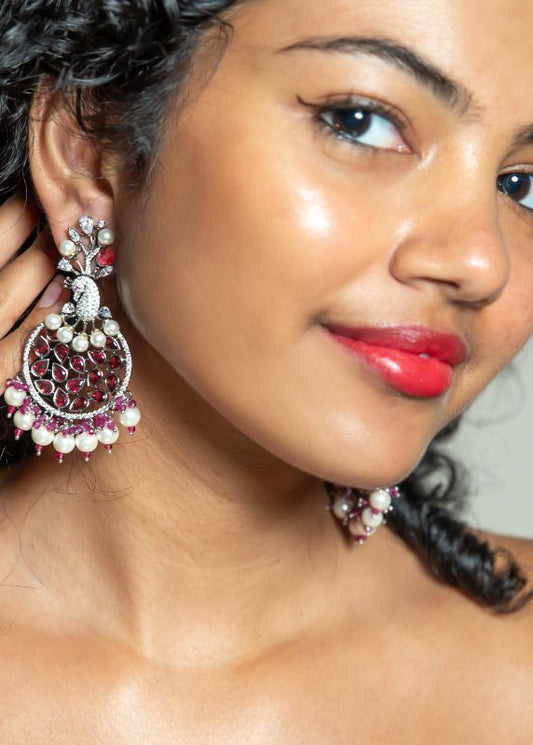 Handcrafted Ruby Luster Drops Earrings