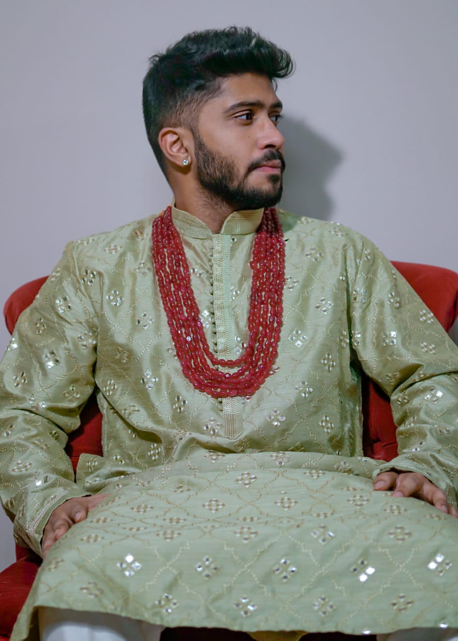 Red Crystal Beads Men Necklace - LABELRM