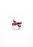 Aveline Cross Ring - Ruby Studded Stones