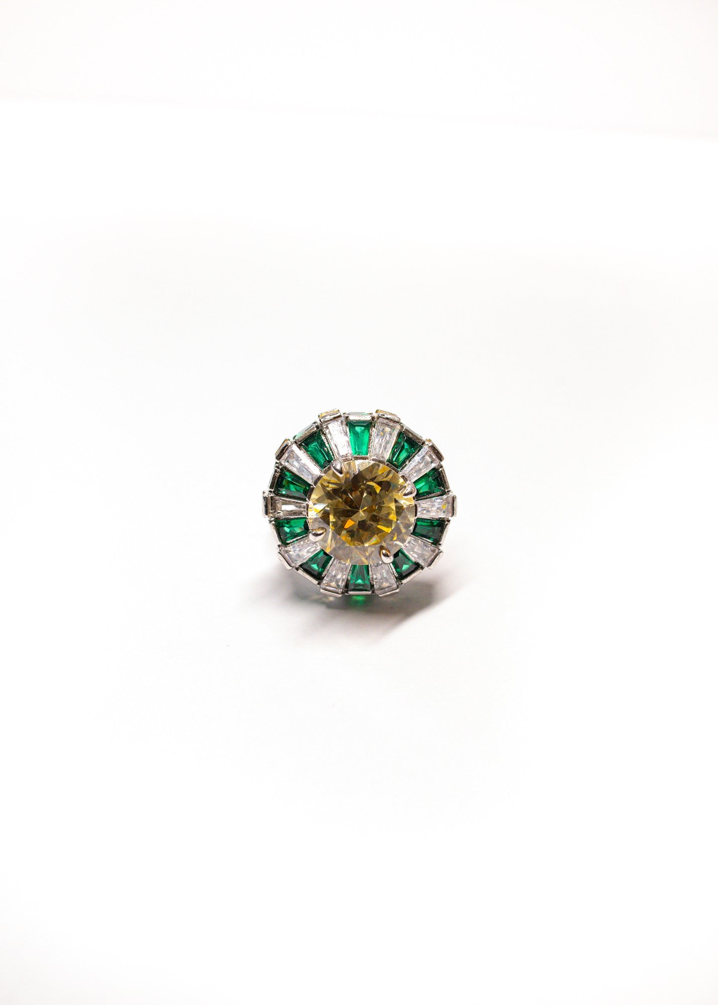 Emerald & Diamond Halo Ring