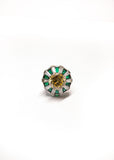Emerald & Diamond Halo Ring