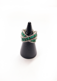 Aveline Cross Ring - Emerald Studded Stones