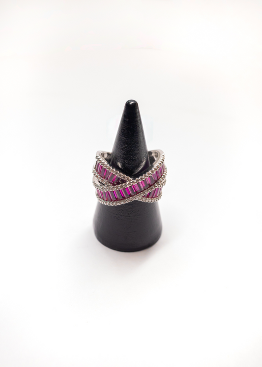 Aveline Cross Ring - Ruby Studded Stones