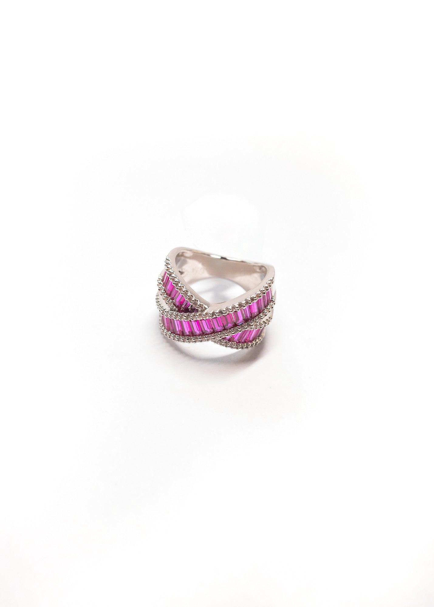 Aveline Cross Ring - Ruby Studded Stones