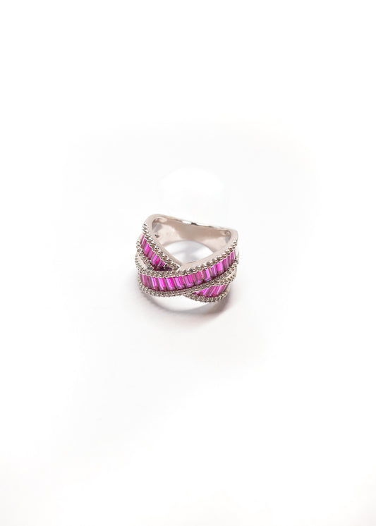Aveline Cross Ring - Ruby Studded Stones
