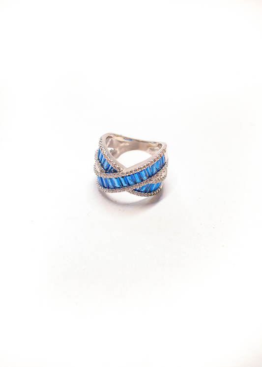 Aveline Cross Ring - Sapphire Stones