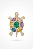 Multicolor Gem Turtle Brooch