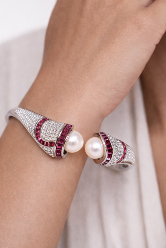 Ruby Pearl Sculpt Cuff