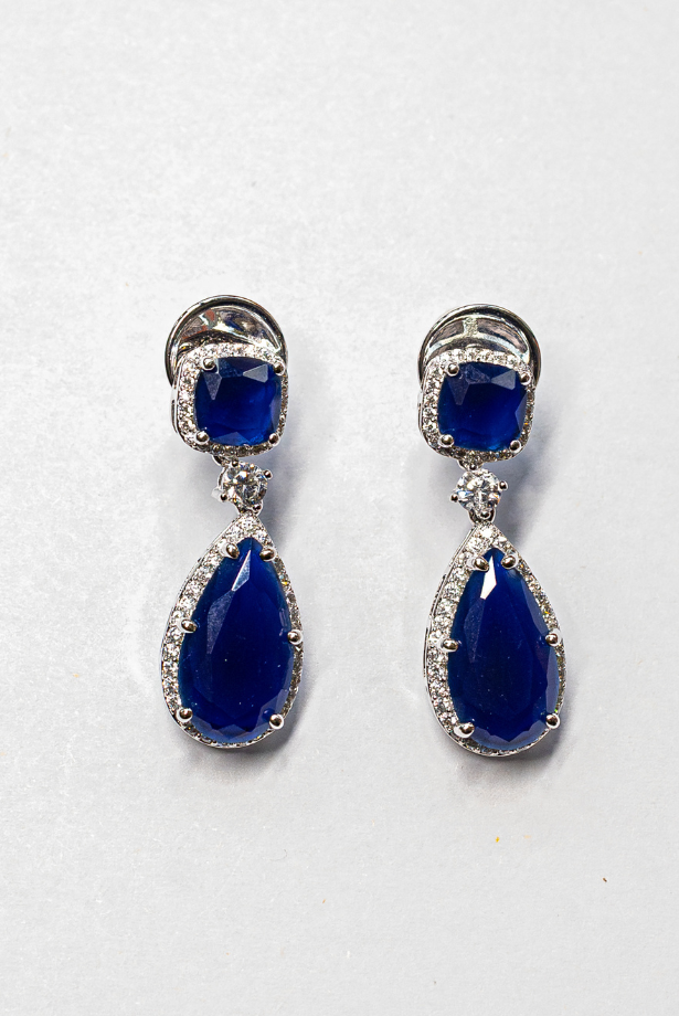 Celeste Drop Earring - Sapphire Toned Stones
