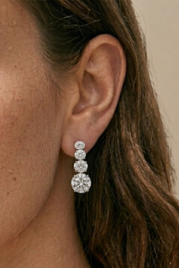 Graduated Diamond Drop Earrings