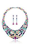 Multicolour Cascade Statement Necklace Set