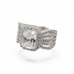 The Wingspan Halo — Emerald-Cut Diamond Ring with Sculptural Multi-Row Shoulders