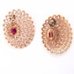 Rose Gold Floral Stud Earrings with Ruby Center