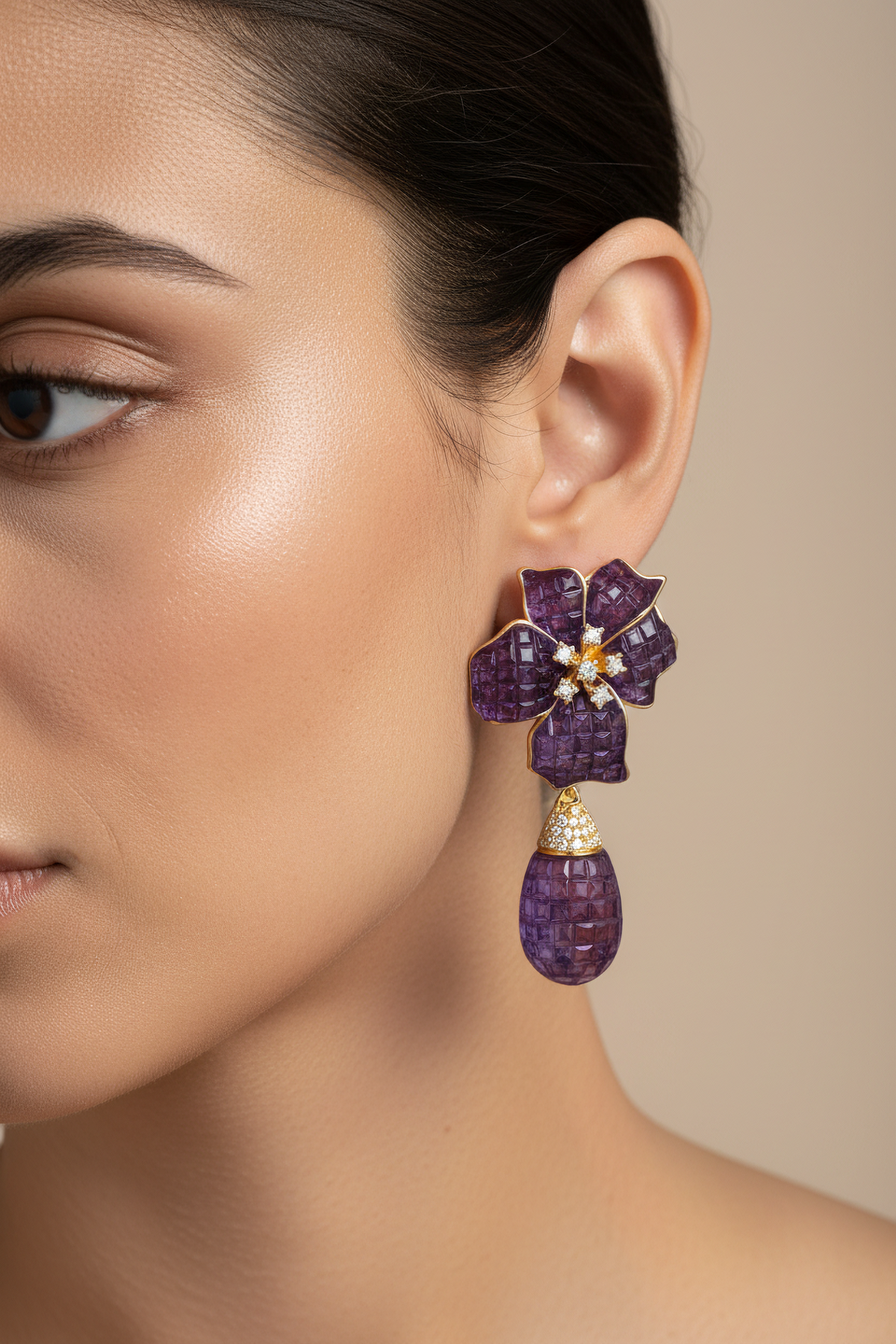 Amethyst Bloom Drop Earrings