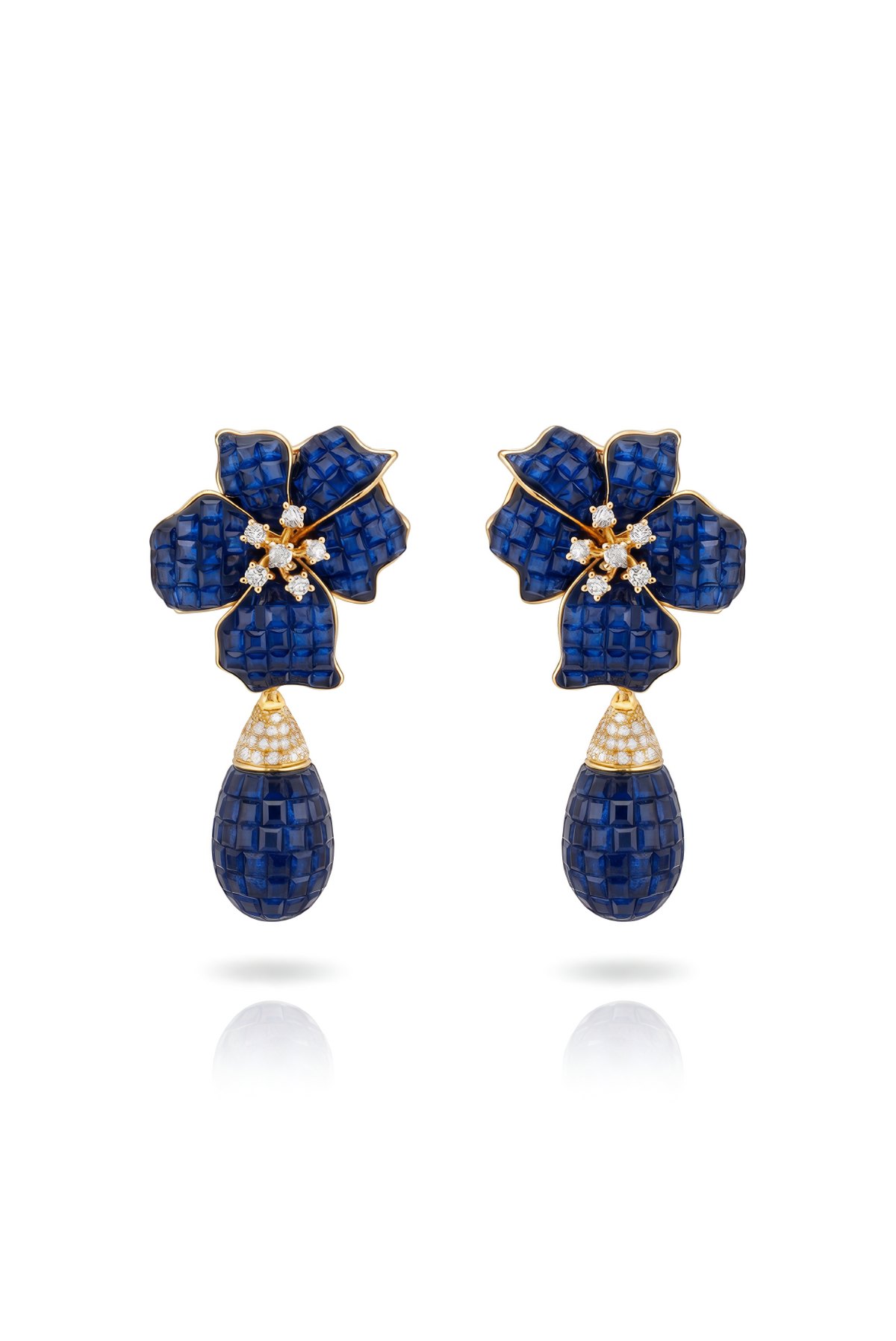 Midnight Blue Bloom Drop Earrings